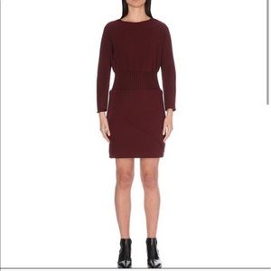 Maje Burgundy Long Sleeve Dress